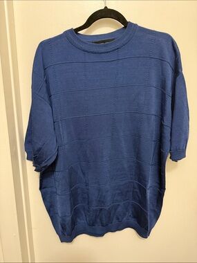 Men's Crewneck Short-Sleeve Sweater in Blue